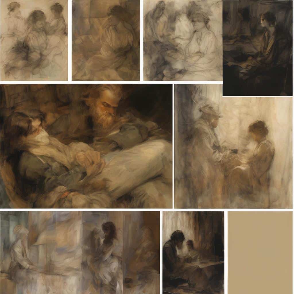 Καλλιτεχνικές ιδέες που σημάδεψαν εποχές, ελαιογραφίες με ρεαλιστική και εκφραστική εικαστική διάθεση, στιγμιότυπα ανθρώπινων σχέσεων, ιστορικά και σύγχρονα θέματα, διαχρονική τέχνη και δημιουργικότητα.